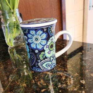 Vera Bradley Blue Rhapsody Ceramic Mug with Lid